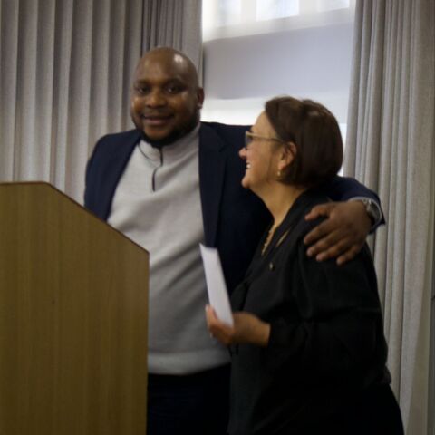 Coleen thanking Pres Hamilton from Waterfront Rotary Club 